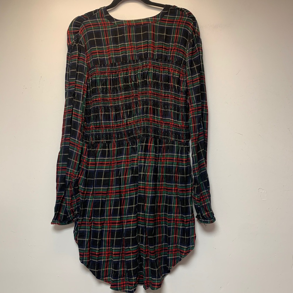 Torrid Plaid Tunic Blouse Womens 2 Multicolor Excellent Smocked High Low Hem - Picture 6 of 7